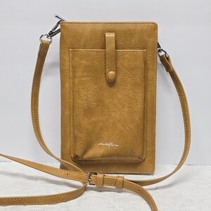 ESPE Pastel Ismart Pocket RFID Vegan Camel Leather Crossbody Wallet Phone Case
